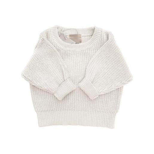 Baby Bonita® maglione a maglia in 100% cotone, design semplice per neonati e bambini, con sacchetto di stoffa di alta qualità, ideale come regalo di nascita, marrone chiaro, 6-12 mesi