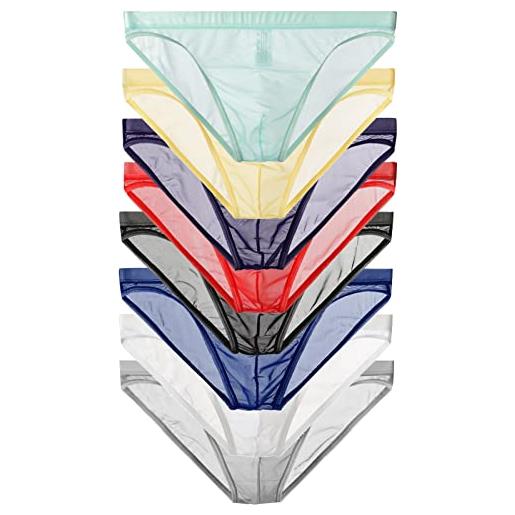 Faringoto mutandine bikini in rete trasparente da uomo, slip a vita bassa, 8 colori. , l