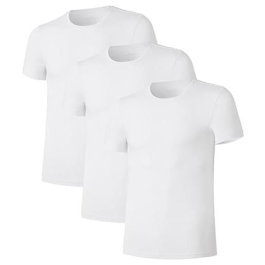COLORFULLEAF maglietta da uomo con scollo rotondo, a maniche corte, in bambù, basic slim fit, bianco, xl