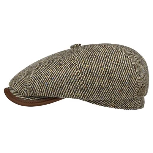 Stetson coppola hatteras lifton uomo - made in germany cappello piatto berretto cappellino lana con visiera, fodera autunno/inverno - 60 cm beige-marrone