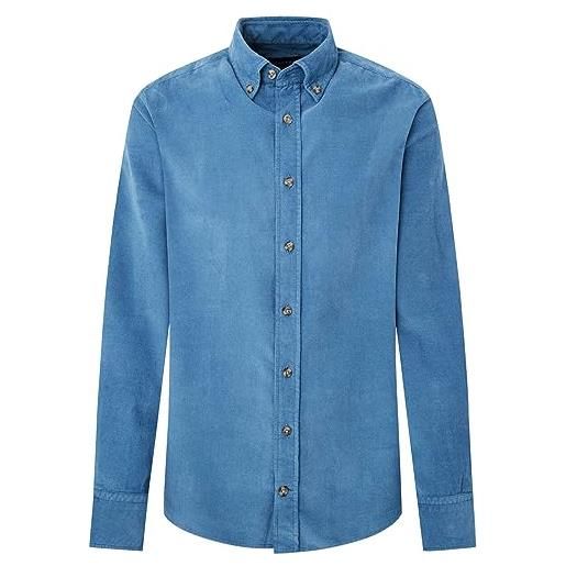 Hackett London babycord camicia, blu (indaco), xxl uomo