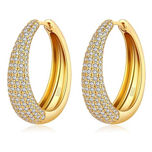 jiamiaoi orecchini cerchio in oro donna orecchini a cerchio grandi argento 925 orecchini cerchio pendenti grande cerchio orecchini per donna orecchini a cerchio 24mm con diamanti