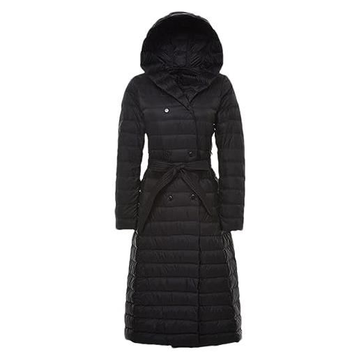 Adhdyuud piumino d'anatra da donna cappotto invernale con piumino lungo in piuma d'oca black xxl