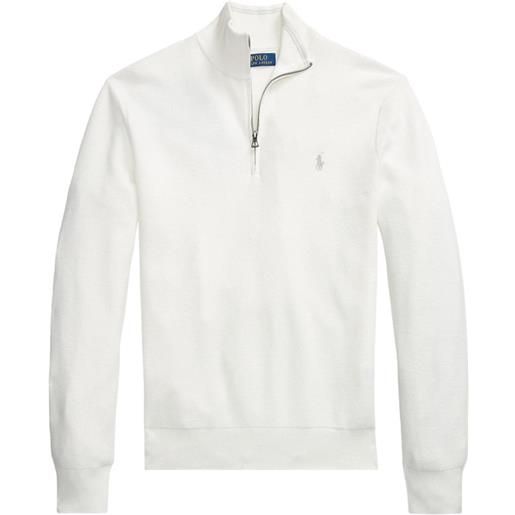 Polo Ralph Lauren maglione con zip polo pony - bianco