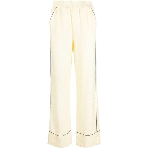 Off-White pantaloni con logo jacquard - giallo