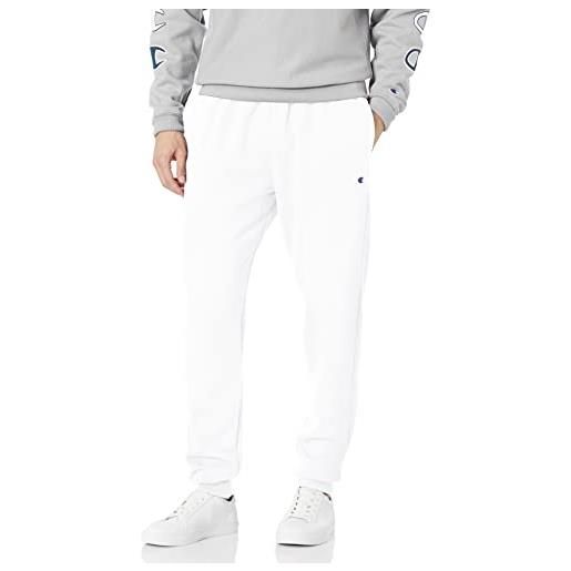 Champion pantaloni da jogging retrò da uomo powerblend sweats tuta, logo c bianco