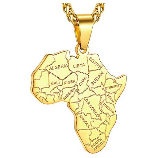 GOLDCHIC JEWELRY collana africana in oro per uomo, gioielli di confine con mappa dell'africa