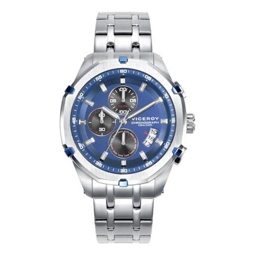 Viceroy 46837-37 orologio uomo magnum - cronografo, acciaio argento e blu