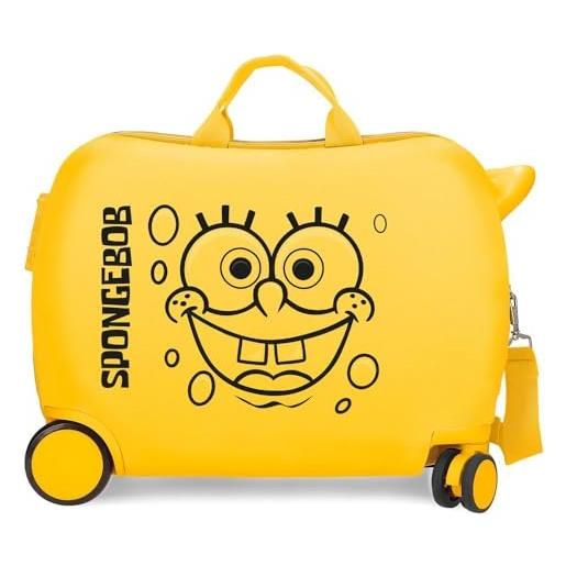 Bob Esponja 2779821 sponge bob valigia per bambini, chiusura a combinazione laterale, 4 ruote, bagagli a mano, taglia 50 x 39 x 20 cm, rigida abs, 78 l, 1,8 kg, ocra, giallo, valigia per bambini