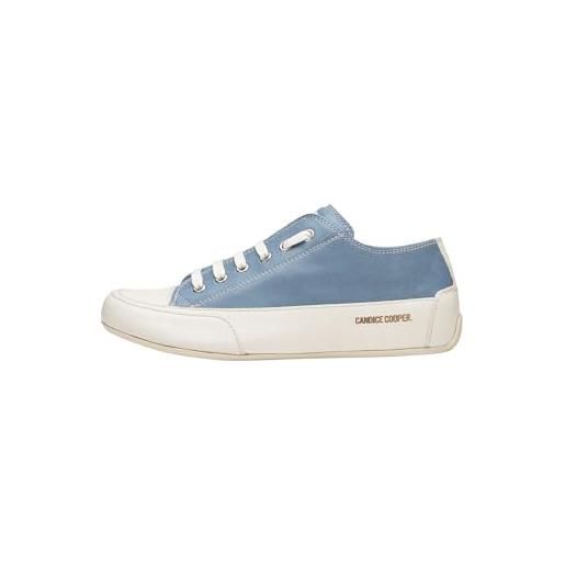 Candice Cooper rock s-sneakers in pelle tamponata-bianco, bianco-azzurro 34