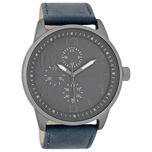 Oozoo orologio da polso xl con cinturino in pelle per articoli speciali, outlet a prezzo ridotto, variante 2, c8303 - grigio/blu grigio, cinghia
