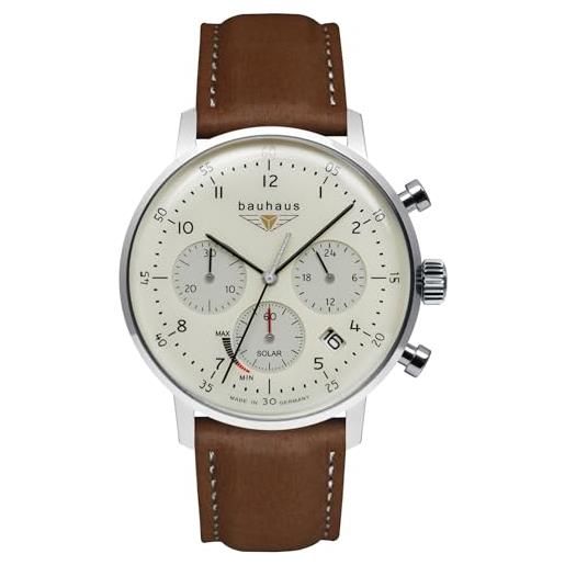 Bauhaus orologio da uomo con cronografo solare con cinturino in pelle 2086-5