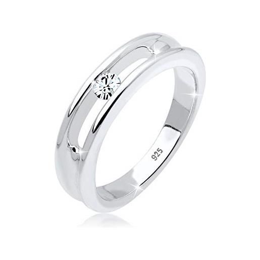 Elli anelli donna anello solitario classico con cristalli in argento sterling 925