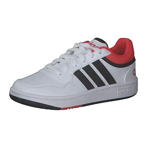 adidas hoops shoes, sneaker unisex - bambini e ragazzi, ftwr white core black bright red, 28 eu