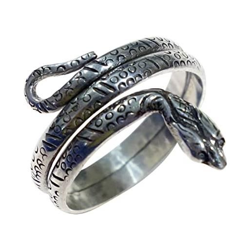 Tibetan Silver anello argento sterling 925 per uomo donna, design serpente gioielli moda fatti a mano per regali, anelli designer vintage, taglia 23,25