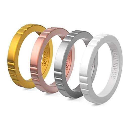 M MAUI RINGS anello da donna maui rings silicone wedding ring for women elegante regalo per donne gioielli da donna set di fedi nuziali in oro silicone, 52/us: 6/uk: l(16.51mm), silicone