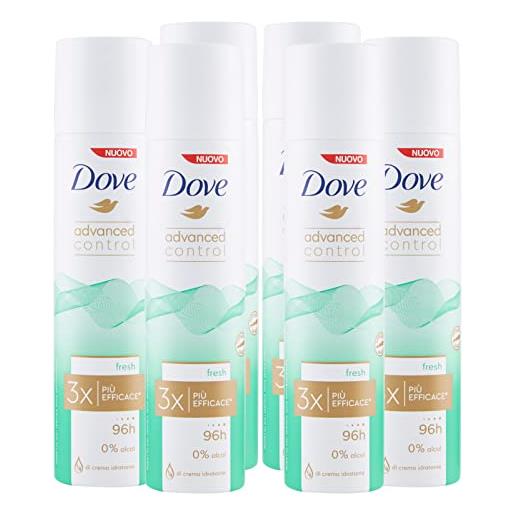 Dove 6x deodorante spray Dove advanced control fresh 96h 0% alcol antitraspirante - 6 deodoranti da 100ml ognuno