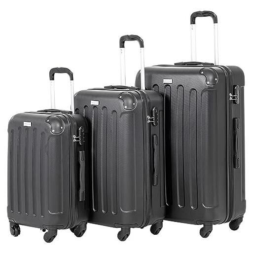 VERTICAL STUDIO set di 3 valigie da viaggio da 20, 24, 28, con cifre, lucchetto in plastica (abs) a quattro ruote, nero helsinki, valigia bagaglio a mano