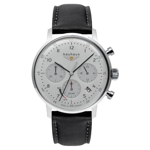 Bauhaus orologio da uomo con cronografo solare con cinturino in pelle 2086-1