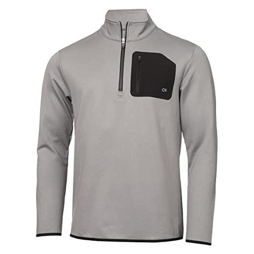 Calvin Klein maglione da golf da uomo delta 2022 con mezza zip traspirante, argento marl, l