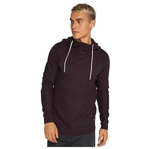 JACK & JONES joreris hood sts cappuccio, rosso (port royale fit: knit fit), medium uomo