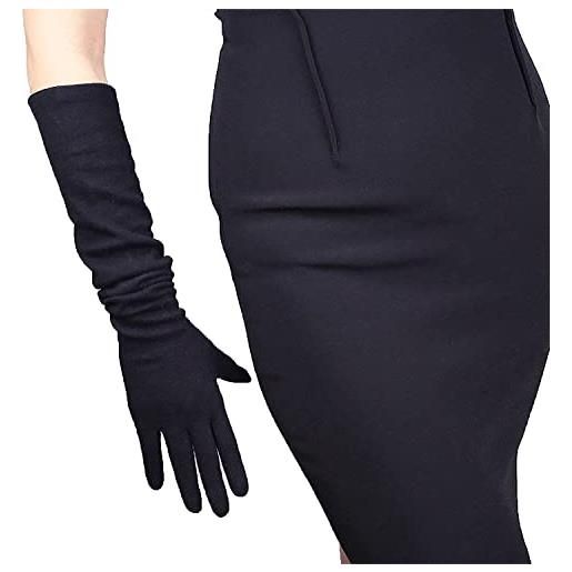DooWay guanti lunghi da donna in lana di cachemire con schermo attivabile al tatto nero 50cm opera abito da sera invernale guanti caldi, nero , m