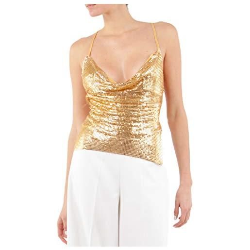 ABILIO top elegante schiena nuda con laccio intrecciato sexy, in metallo-oro-small