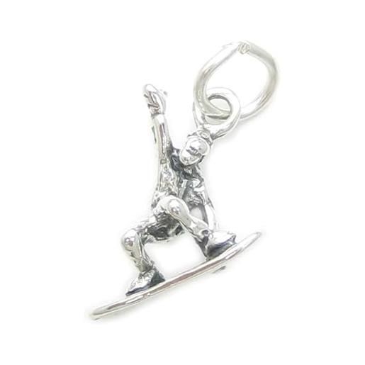 Maldon Jewellery ciondolo snowboarder argento sterling 925 x 1 snowboard neve ciondoli cf2809