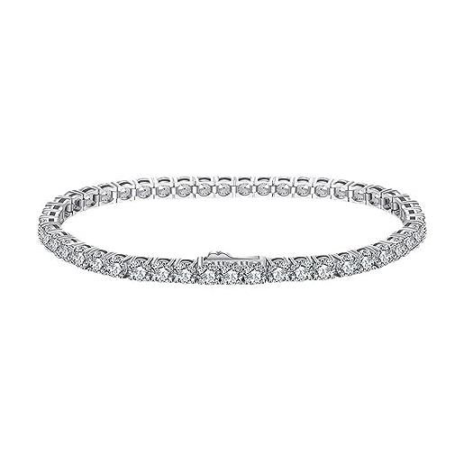 Mesnt braccialetto 925 donna, 2mm bracciale a catena tennis lucido 18cm in 925 argento per donna argento