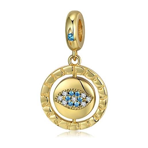 Magic Charms evil eye charms perline blu evil eye per la creazione di gioielli sterling silver evil eye blue cubic zirconia beads per collana braccialetto