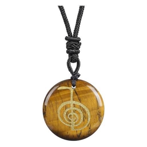 Lovionus89 collana con ciondolo a spirale con pietra portafortuna reiki, regolabile, 60-65 cm, 30x30mm, senza gemstone