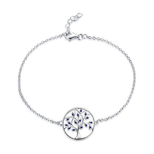 JO WISDOM braccialetto famiglia albero della vita argento 925 donna con aaa zirconia cubica bracciali braccialetti settembre birthstone colore blu zaffiro, 18cm+2cm
