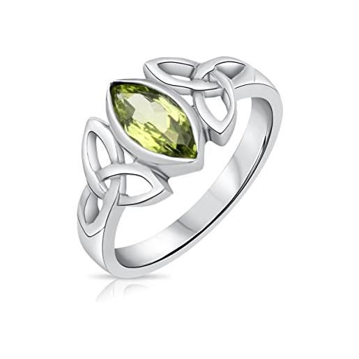 DTPsilver® anello donna argento 925 - anello nodo argento 925 donna - anello celtico donna - anello con pietra semi preziosa - anello olivina - peridoto
