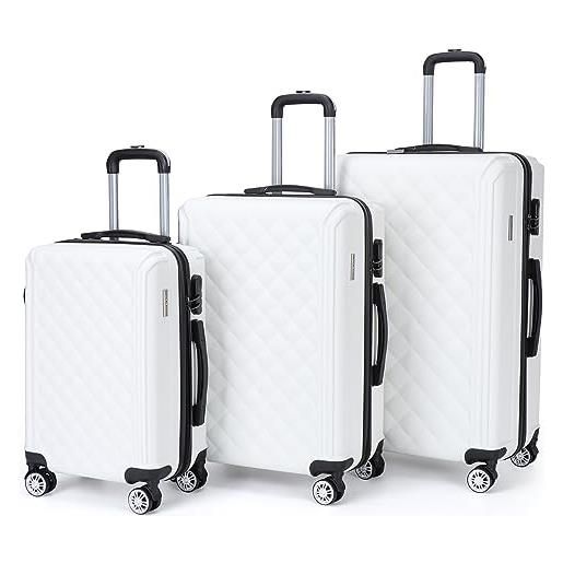 VERTICAL STUDIO valigia da viaggio da 20, 24, 28, 3 pezzi, con cifre, serratura in plastica (abs) a quattro ruote, bianco trondheim, valigia bagaglio a mano
