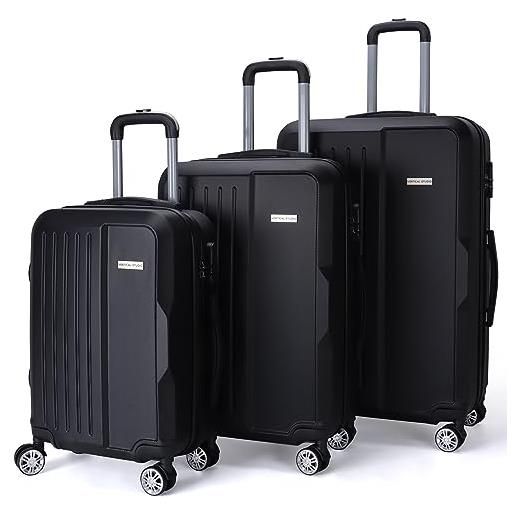 VERTICAL STUDIO valigia da viaggio da 20, 24, 28, 3 pezzi, con cifre, serratura in plastica (abs) a quattro ruote, nero visby, valigia bagaglio a mano