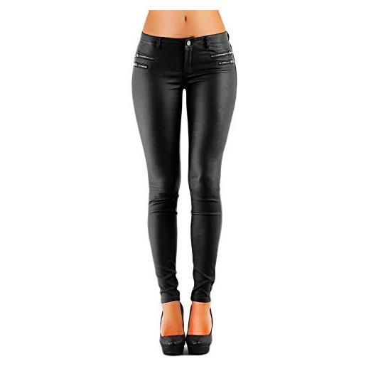 Danaest pantaloni da donna in similpelle skinny (n. 323), nero , 42