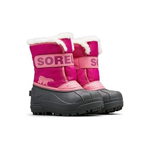 Sorel snow commander waterproof, stivali invernali unisex-bimbi 0-24, viola, 23 eu