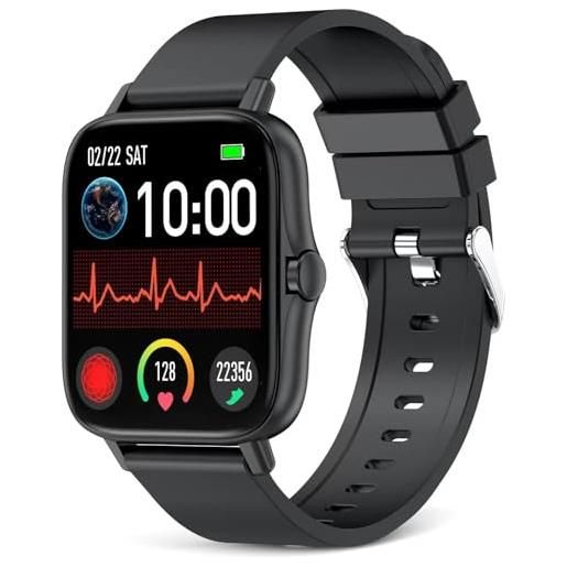 EGQINR smartwatch da uomo con chiamate bluetooth, touch screen hd da 1,7 pollici aggiornato con frequenza cardiaca, pressione sanguigna, ossigeno nel sangue monitoraggio compatibile con i. Phone android