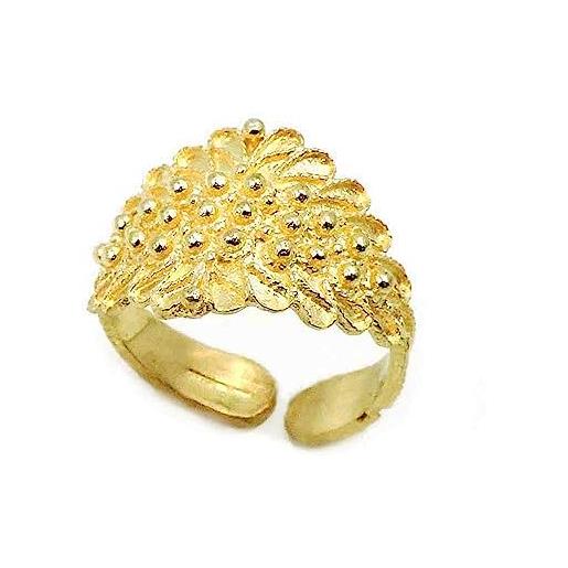 Damiano Argenti anello fede sarda in filigrana d'argento sterling 925 placcato oro - misura regolabile oro