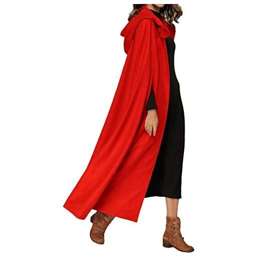 SOMTHRON donna poncho velluto mantella lungo largo alla moda con bottoni mantello christmas cosplay(re, xl)