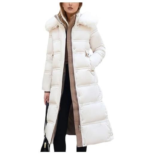 tinbarry donna cappotto invernale piumino lungo con cappuccio piumino spesso trapuntato giacca parka giacca invernale antivento con collo in pelliccia cappotto con zip capispalla caldo