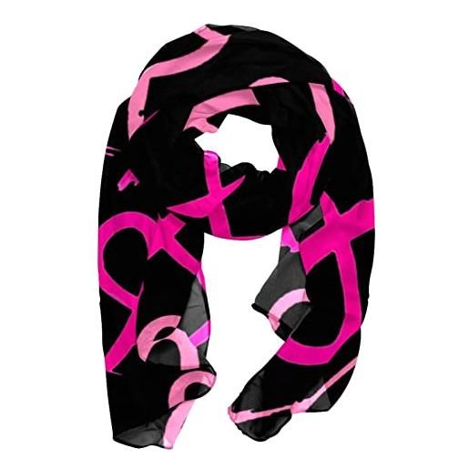 VBFOFBV sciarpe in chiffon scialle da donna sciarpe avvolgenti per la primavera estate, reticolo rosa del cancro al seno