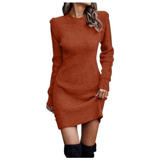 Pianshanzi abito a maglia da donna, elegante, invernale, sexy, lunghezza al ginocchio, in lana, a righe, casual, per l'autunno, a maniche lunghe, lilla, xxl