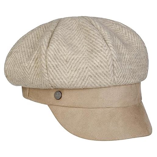LIERYS berretto newsboy valessa donna - made in italy cappellino da berretti con visiera autunno/inverno - taglia unica beige chiaro