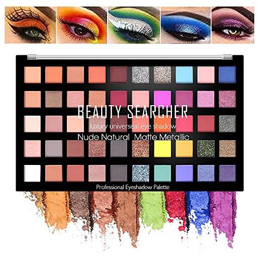 Beauty Searcher palette di ombretti a 50 colori, palette di ombretti glitter opachi ad alta pigmentazione palette di ombretti metallizzati neutri impermeabili a lunga durata