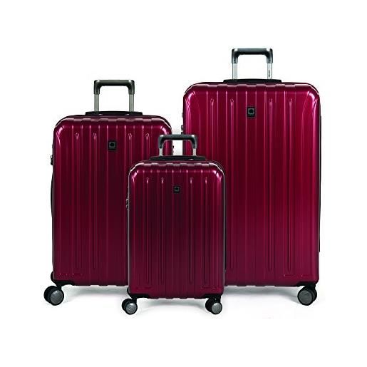 Delsey paris valigia espandibile hardside in titanio con ruote girevoli, rosso ciliegia, 3-piece set (19/25/29), valigia espandibile hardside in titanio con ruote girevoli
