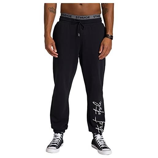 STHUGE pantaloni da jogging con polsini, stampa, vestibilità ampia, nero, xxxxl uomo