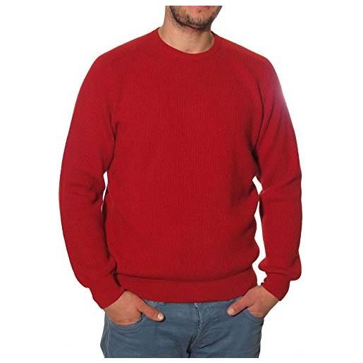 Duemme Maglieria Cashmere uomo maglia girocollo 100% cashmere a costa inglese vestibilità classica (rosso, xl)