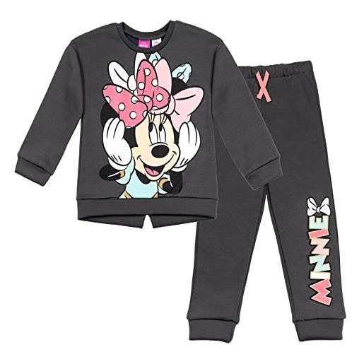 Disney minnie mouse topolino daisy anatra ragazze in pile moda pullover pantaloni neonato a grande bambino, grigio, 6-6x