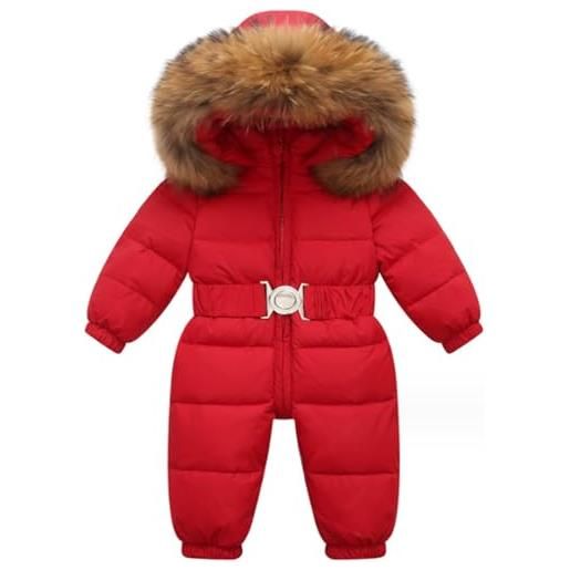 Tuta da neve per neonato, tuta da sci per neonato, pagliaccetto con  cappuccio in pelliccia invernale